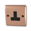 Timeless Classic Brushed Copper Round Pin Unswitched Socket (For Lighting) - Click to see large image