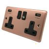 Timeless Classic Brushed Copper Plug Socket with USB Charging - Click to see large image