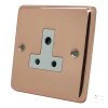 Timeless Classic Polished Copper Round Pin Unswitched Socket (For Lighting) - Click to see large image