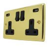 Timeless Polished Brass Plug Socket with USB Charging - Click to see large image