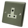 Timeless Satin Stainless Round Pin Unswitched Socket (For Lighting) - Click to see large image
