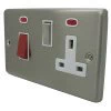 Timeless Satin Stainless Cooker Control (45 Amp Double Pole Switch and 13 Amp Socket) - Click to see large image