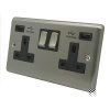 Timeless Satin Stainless Plug Socket with USB Charging - Click to see large image