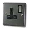 Timeless Dark Pewter Switched Plug Socket - Click to see large image
