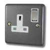Timeless Dark Pewter Switched Plug Socket - Click to see large image