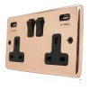 Timeless Classic Polished Copper Plug Socket with USB Charging - Click to see large image
