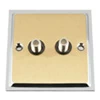 Doublet Satin Brass / Polished Chrome Edge Satellite Socket (F Connector) - Click to see large image