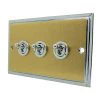 Doublet Satin Brass / Polished Chrome Edge Toggle (Dolly) Switch - Click to see large image