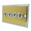 Doublet Satin Brass / Polished Chrome Edge Toggle (Dolly) Switch - Click to see large image