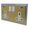 Doublet Satin Brass / Polished Chrome Edge Plug Socket with USB Charging - Click to see large image
