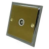 Doublet Satin Brass / Polished Chrome Edge TV Socket - Click to see large image