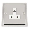 Doublet Satin Chrome / Polished Chrome Edge Round Pin Unswitched Socket (For Lighting) - Click to see large image