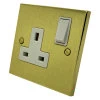 Edward Polished Brass Switched Plug Socket - Click to see large image