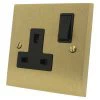Edward Satin Brass Switched Plug Socket - Click to see large image