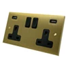 Edward Satin Brass Plug Socket with USB Charging - Click to see large image