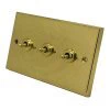 Edward Polished Brass Intermediate Toggle Switch and Toggle Switch Combination - Click to see large image