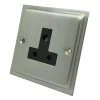 Nouveau Satin Chrome Round Pin Unswitched Socket (For Lighting) - Click to see large image