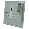 Nouveau Satin Chrome Switched Plug Socket - Click to see large image