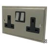 Nouveau Satin Nickel Switched Plug Socket - Click to see large image