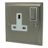 Nouveau Satin Nickel Switched Plug Socket - Click to see large image