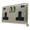 Nouveau Satin Nickel Plug Socket with USB Charging - Click to see large image
