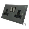 Nouveau Dark Pewter Switched Plug Socket - Click to see large image
