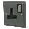 Nouveau Dark Pewter Switched Plug Socket - Click to see large image