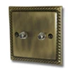 Rope Edge Antique Brass Satellite Socket (F Connector) - Click to see large image