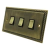 Rope Edge Antique Brass Light Switch - Click to see large image