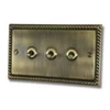 Rope Edge Antique Brass Toggle (Dolly) Switch - Click to see large image