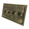 Rope Edge Antique Brass LED Dimmer - Click to see large image