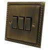 Rope Edge Antique Brass Light Switch - Click to see large image