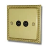 Rope Edge Polished Brass TV Socket - Click to see large image