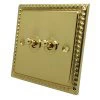 Rope Edge Polished Brass Toggle (Dolly) Switch - Click to see large image