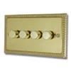 Rope Edge Polished Brass Intelligent Dimmer - Click to see large image