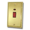 Rope Edge Polished Brass Cooker (45 Amp Double Pole) Switch - Click to see large image