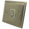 Rope Edge Satin Nickel Intermediate Light Switch - Click to see large image