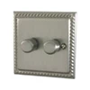 Rope Edge Satin Nickel Push Light Switch - Click to see large image