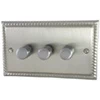 Rope Edge Satin Nickel LED Dimmer and Push Light Switch Combination - Click to see large image