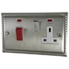 Rope Edge Satin Nickel Cooker Control (45 Amp Double Pole Switch and 13 Amp Socket) - Click to see large image