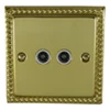 Rope Edge Classic Polished Brass TV Socket - Click to see large image