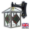 Honeybourne - Red and Green Outdoor Leaded Lantern | Porch Light