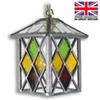 Ledbury Pendant - Multi Coloured Outdoor Leaded Pendant Light | Hanging Porch Light