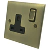 Trim Antique Brass Switched Plug Socket - Click to see large image