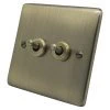 Trim Rounded Antique Brass Toggle (Dolly) Switch - Click to see large image