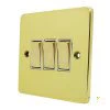 Trim Rounded Polished Brass Intermediate Switch and Light Switch Combination - Click to see large image