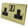 Trim Rounded Polished Brass Switched Plug Socket - Click to see large image