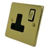 Trim Rounded Polished Brass Switched Plug Socket - Click to see large image