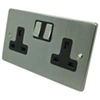 Trim Rounded Satin Chrome Switched Plug Socket - Click to see large image