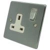 Trim Rounded Satin Chrome Switched Plug Socket - Click to see large image